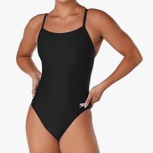 NWT Speedo Women's Swimsuit One Piece Prolt Flyback Solid Adult Team black 30